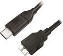 USB CABLE 3.1, Type C male - Type B-micro male, 2 metre, black