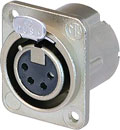 NEUTRIK NC4FD-LX-M3 XLR Female panel connector, nickel shell, silver contacts, M3 holes