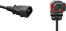 IEC-LOCK AC MAINS POWER CORDSET IEC-Lock vertical down C13 female - IEC C14 male, 1 metre, black