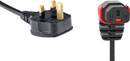 IEC-LOCK AC MAINS POWER CORDSET IEC-Lock vertical down C13 female - UK 13A, 3 metre, black