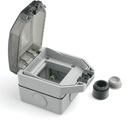 RPP EASYCLIP WEATHERPROOF BOX ES100 1-gang, full module, grey plastic, cable outlet, white trim