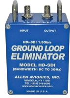 ALLEN AVIONICS SD AND 1.5G HD-SDI VIDEO GROUND LOOP HUM ELIMINATORS AND ISOLATORS