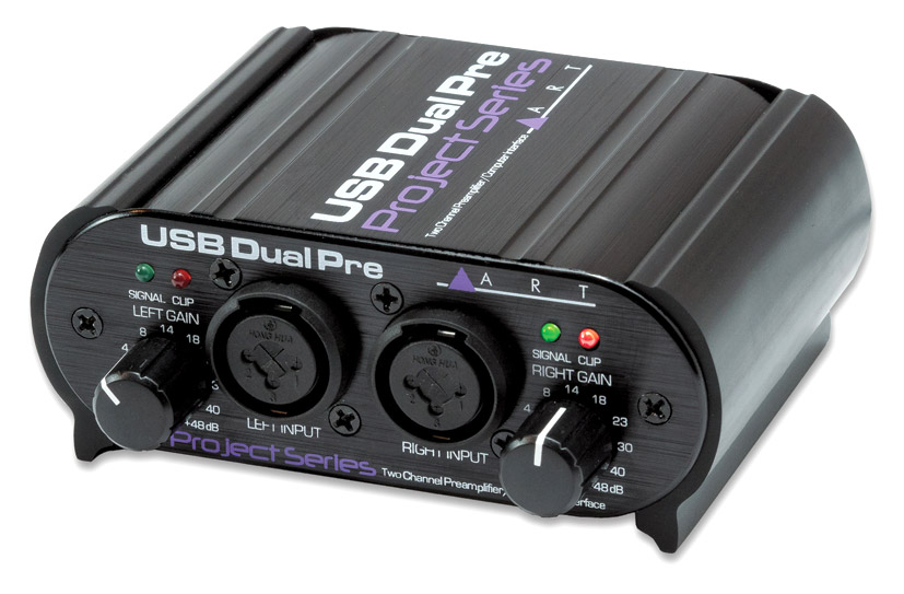 ART USB DUAL PRE PREAMP Dual 6.35mm jack/XLR inputs, USB type B