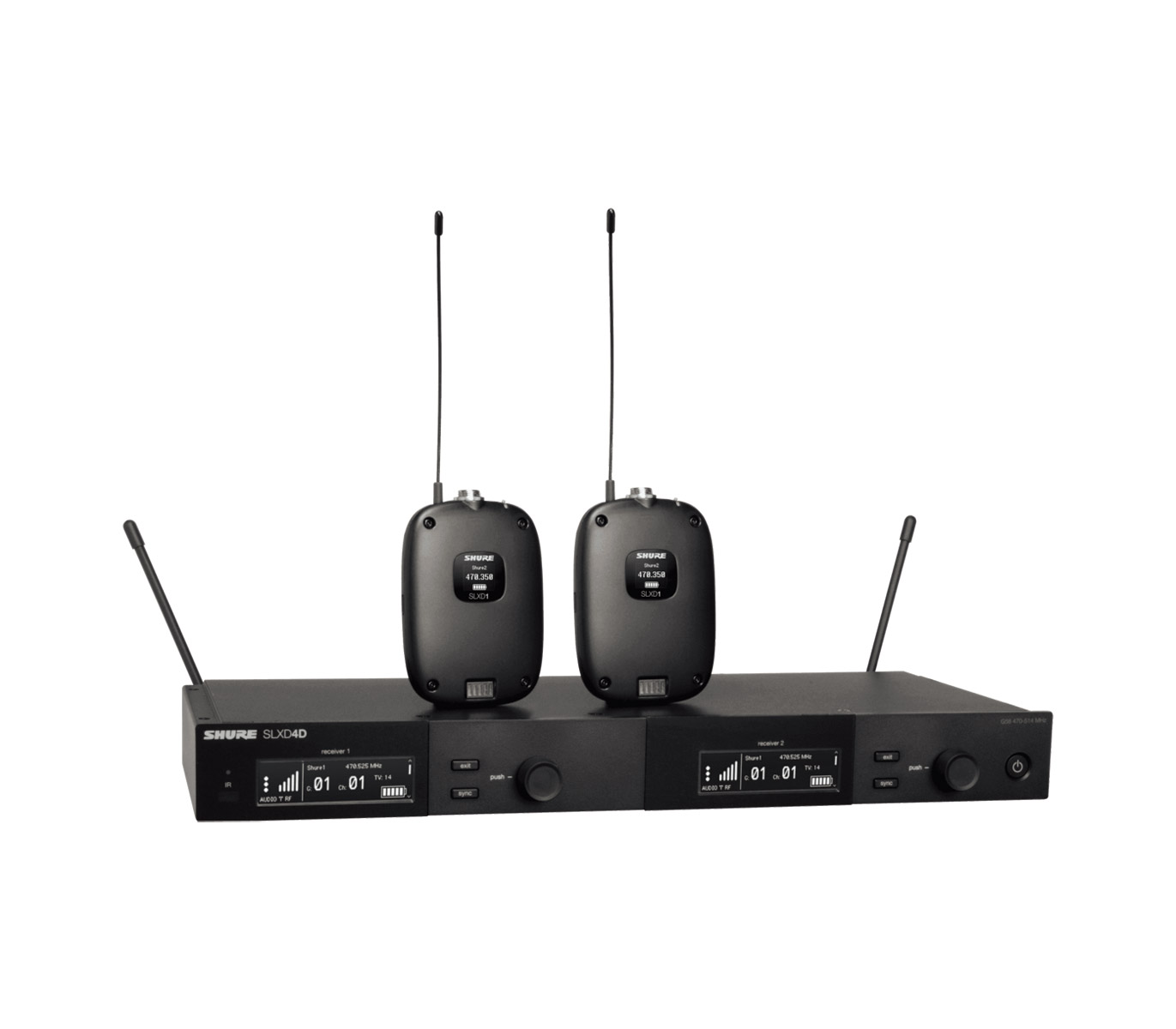 SHURE SLXD14DUK RADIOMIC SYSTEM Dual receiver 2x SLXD1 bodypack