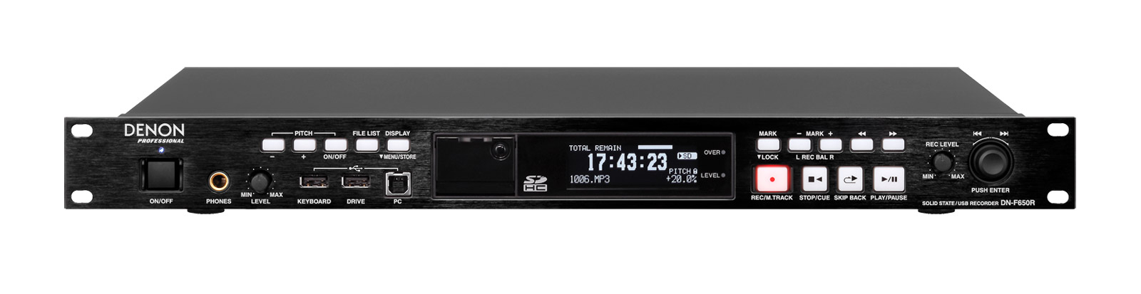 DENON DN-F650R SD CARD AND USB RECORDER SD, SDHC, WAV, MP3, AES, S/PDIF,  bal, unbal, in/out, 1U