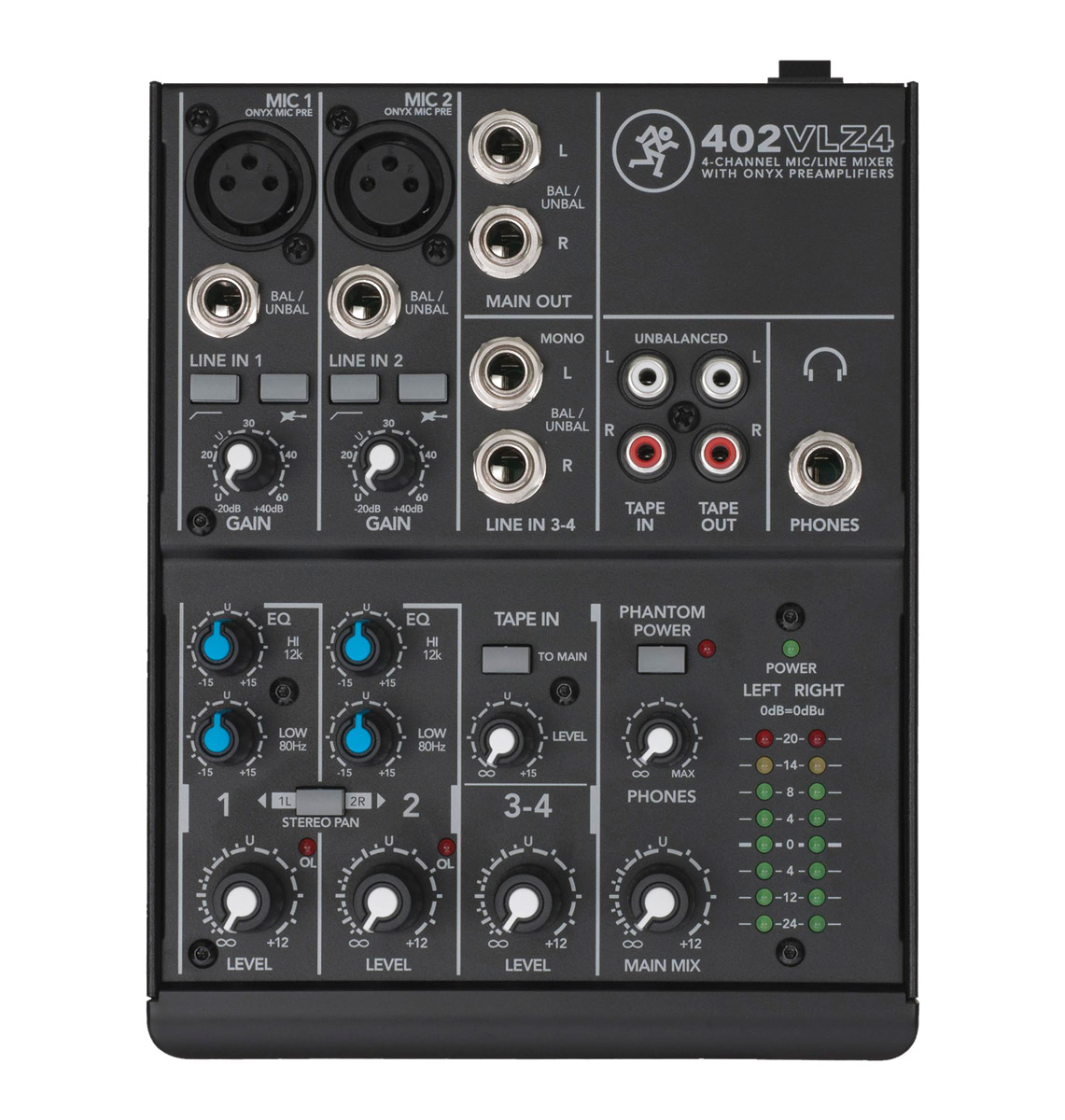 MACKIE 402VLZ4 MIXER 4-Channel, 2x mono mic/line, 1x stereo in